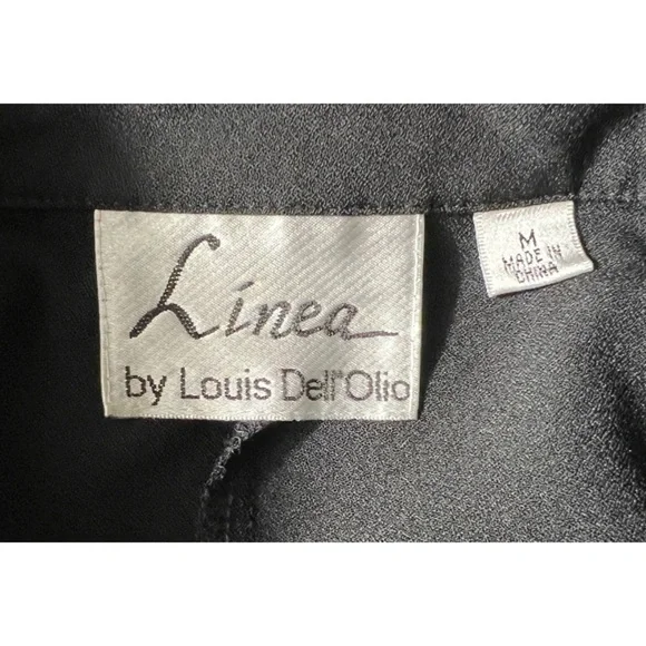 Linea by Louis Dell’Olio Black Long Sleeve Button Front Shirt Medium - Picture 6 of 7